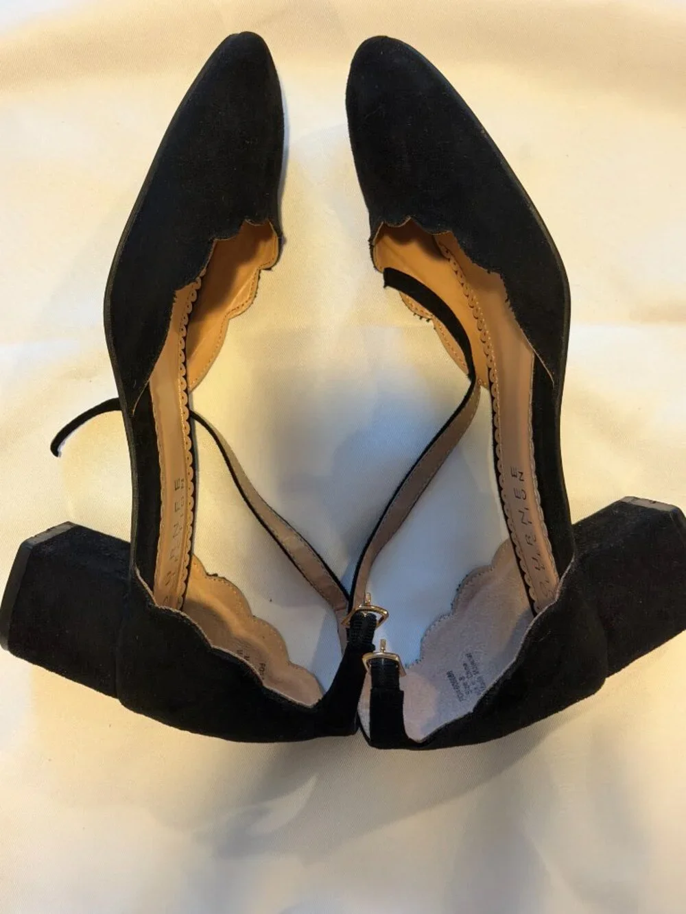 Journee Collection Black Suede D'Orsay Block Heels | Ankle Strap | Size 8